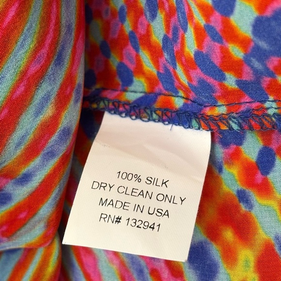Amanda Uprichard Colorful Abstract Print Popover Silk Blouse Multicolor Medium - Picture 11 of 11